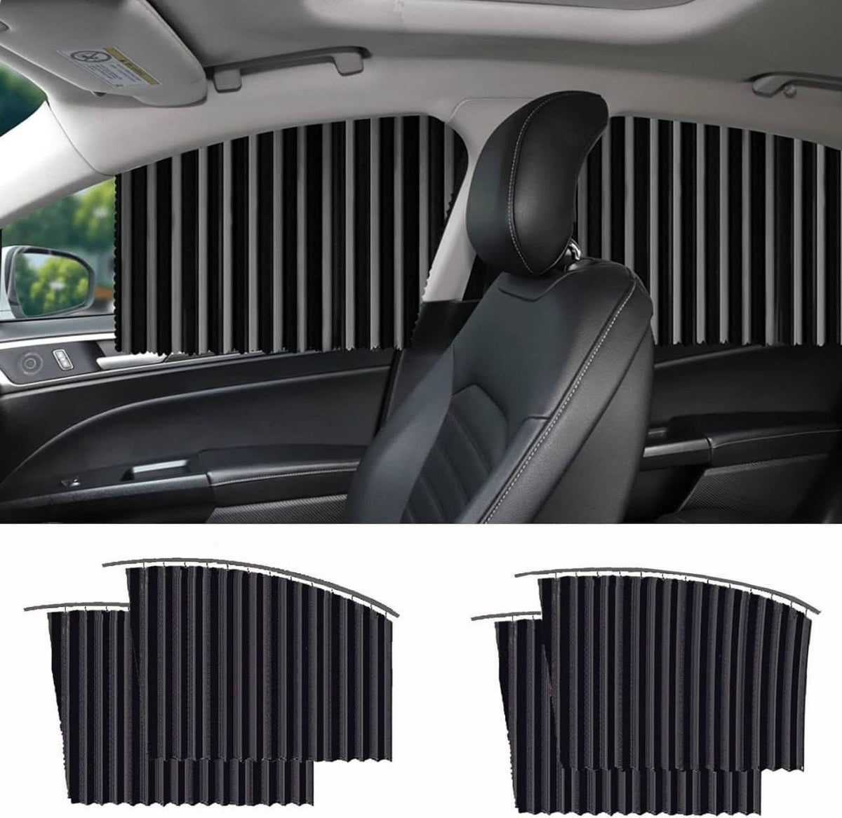 Foldable Magnetic Car Window Curtains | UV Protection | Heat Reduction | Privacy | Pack of 4
