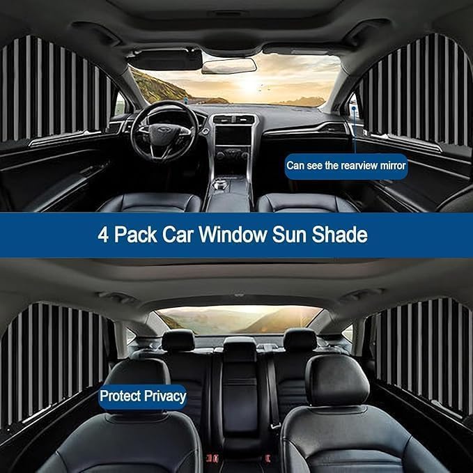 Foldable Magnetic Car Window Curtains | UV Protection | Heat Reduction | Privacy | Pack of 4