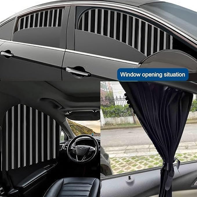 Foldable Magnetic Car Window Curtains | UV Protection | Heat Reduction | Privacy | Pack of 4
